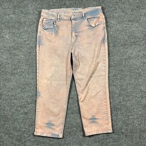 Gemma Rae Womens Capri Jeans W32" Acid Wash Denim Stretch Casual Mid Rise